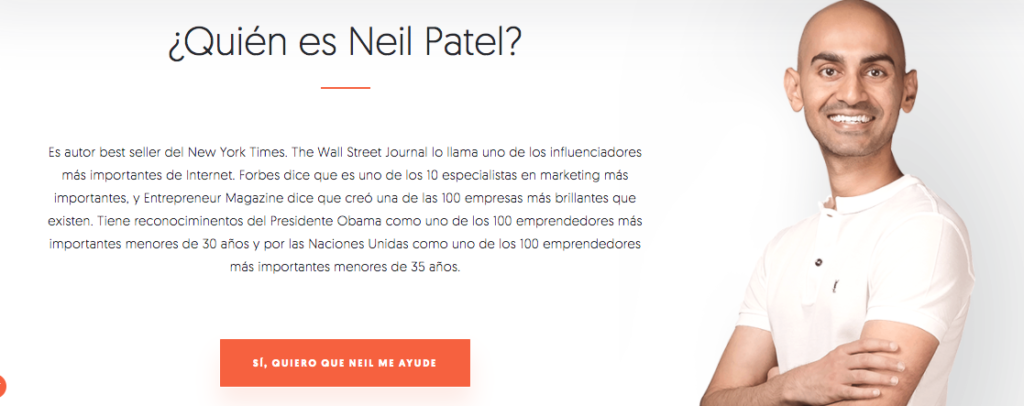 Neil Patel es un excelente ejemplo de marca personal en el mundo del SEO