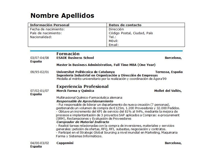 Plantillas de curriculum vitae para profesionales